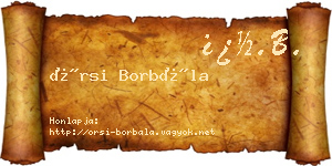 Örsi Borbála névjegykártya